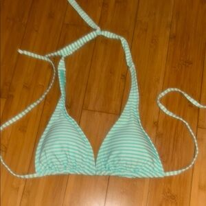 Arizona Jean Company Mint and White Striped Triangle Bikini Top